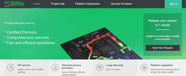 Projektavimo paslaugoms teikti „PCBWay“ naudojasi savo partnerių tinklu