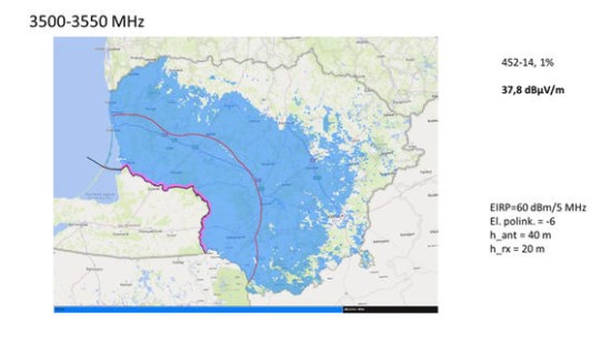 RRT iliustr. / Mėlynai pažymėta teritorija, kurioje pagal dabartinę derybų būseną būtų ribojamas nurodytų parametrų bazinių stočių montavimas