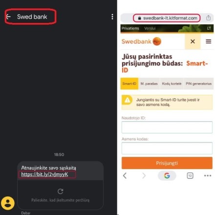 „Swedbank“ vardu prisidengę sukčiai