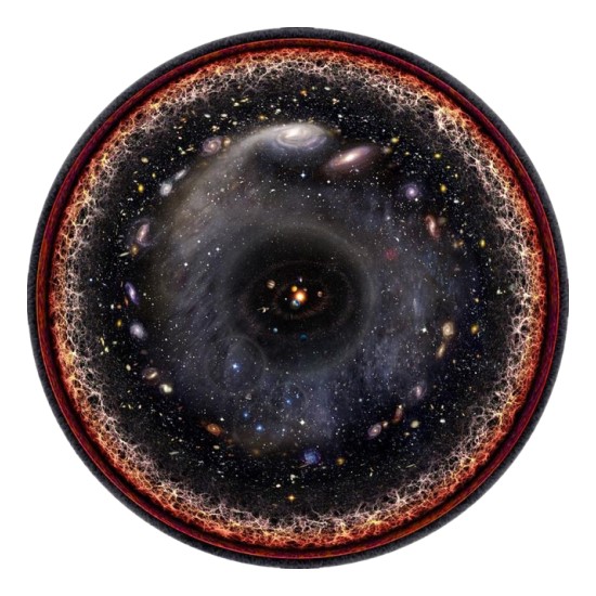 Dailininko logaritmine skale pavaizduota regimosios visatos koncepcija