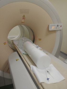 Santaros klinikų nuotr./Pozitronų emisijos tomografijos įrangos patikrinimas su NEMA fantomu
