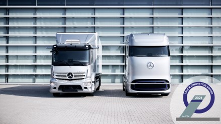 Elektriniai „Mercedes-Benz“ sunkvežimiai „eActros“ ir „GenH2 Truck“ įvertinti prestižiniu apdovanojimua