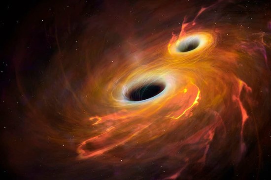 Kai susijungia juodosios bedugnės, pasklinda gravitacinės bangos © MARK GARLICK/SCIENCE PHOTO LIBRARY