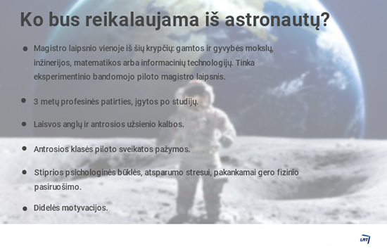 Lietuviai pirmą kartą gali dalyvauti astronautų atrankoje: ko iš jų bus reikalaujama ir koks uždarbis laukia?