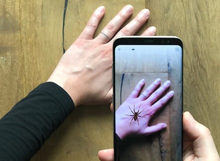 „Phobys“ ant naudotojo rankos virtualiai uždeda vorą. Bazelio universiteto nuotrauka