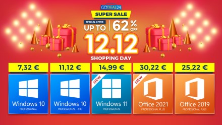 „Big Double 12“ išpardavimas: „Office 2021“ mažiau nei 15 €, „Windows 10“ už 7 €