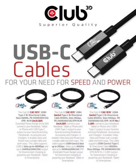 Nauji USB-C kabeliai galį įkrauti įrenginius 240 W galia