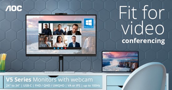 „AOC V5“ serija su internetine vaizdo kamera – momentinis prisijungimas, padidintas saugumas ir itin universalus pritaikymas namų biure