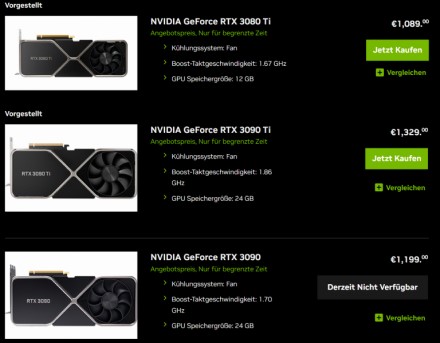 NVIDIA mažina „RTX 3090(Ti)/3080 Ti“ „Founders Edition“ vaizdo plokščių kainas Europoje