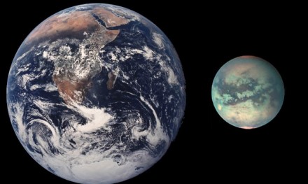 Žemės ir Titano dydžių palyginimas / „Wikimedia Commons“ iliustr.