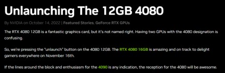 NVIDIA atšaukia „RTX 4080“ 12 GB išleidimą
