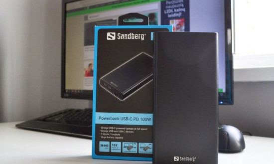„Sandberg USB-C PD 100W 38400“ išorinė baterija / N. Davalgos nuotr.