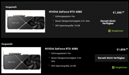NVIDIA mažina „GeForce RTX 4080/4090“ vaizdo plokščių kainas Europoje