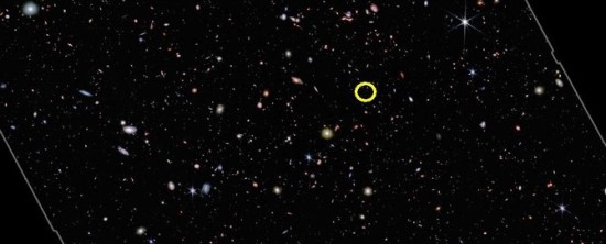Toliausiai esanti galaktika / NASA, ESA, CSA, M. Zamani/ESA/Webb