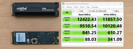 „Crucial T700“ PCIe 5.0 SSD pasieka 12,4 GB/s skaitymo ir 11,9 GB/s rašymo spartą