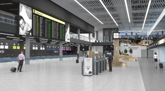 Naujojo Vilniaus oro uosto išvykimo terminalo planuose – rekordinio dydžio LED vaizdo sienos