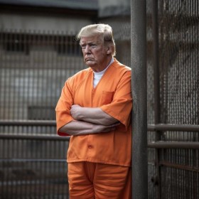 D. Trumpas kalėjime - dirbtinio intelekto sugeneruotas vaizdas  / „Twitter“/ekrano nuotr.