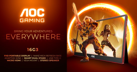 Žaisti nepaisant ribų su AOC GAMING 16G3: suderinta galia ir mobilumas