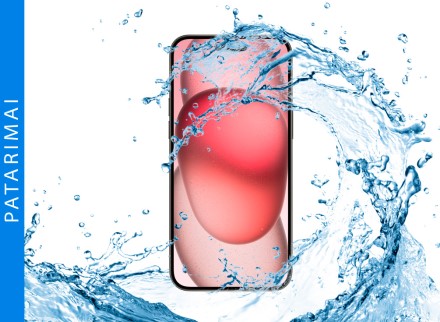 Ar „iPhone 15“ serijos telefonai yra atsparūs vandeniui?