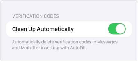 „iOS 17“ automatinis laikinų autorizacijos kodų trynimas