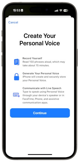 Kaip „iOS 17“ susikurti ir naudoti asmeninį balsą