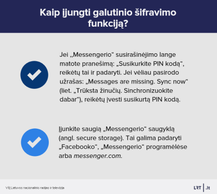 Kaip įjungti galutinio šifravimo funkciją?