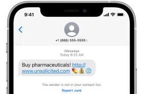 Pranešimas apie brukalą ar šlamštą „Messages“ (pranešimai) aplikacijoje