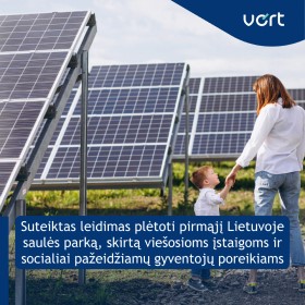 Suteiktas leidimas plėtoti pirmąjį Lietuvoje saulės parką, skirtą viešosioms įstaigoms ir socialiai pažeidžiamų gyventojų poreikiams Suteiktas leidimas plėtoti pirmąjį Lietuvoje saulės parką, skirtą viešosioms įstaigoms ir socialiai pažeidžiamų gyventojų poreikiams