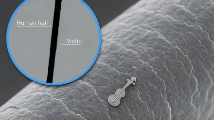 Pademonstruotas neįtikėtinai mažas smuikas: šio muzikos instrumento nepamatysite plika akimi
