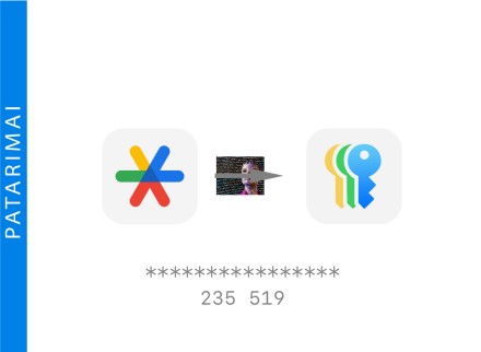 Kaip vienkartinių kodų generavimą perkelti iš „Google Authenticator“ į „Apple Slaptažodžių“ aplikaciją Kaip vienkartinių kodų generavimą perkelti iš „Google Authenticator“ į „Apple Slaptažodžių“ aplikaciją