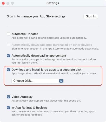 Kaip „macOS Sequoia“ aplikacijas iš „App Store“ įdiegti išoriniame diske