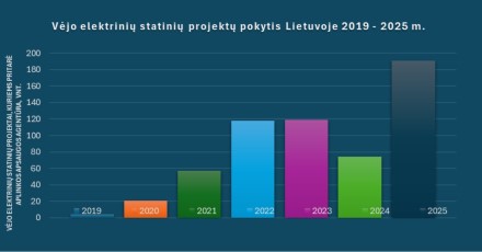 2 pav. Vėjo elektrinių statinių projektai, kuriems pritarė Agentūra, 2019 – 2025 m.