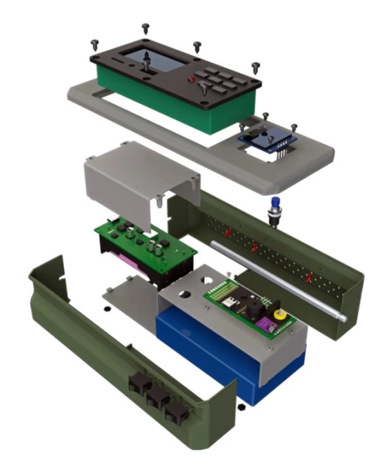 Daugiafunkcio radiacinio fono detektoriaus komponentai