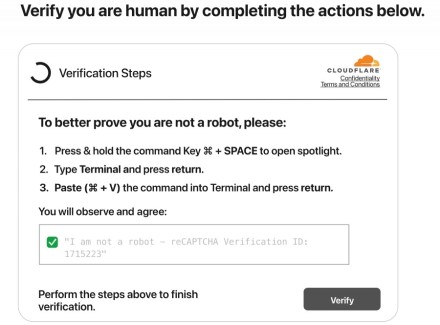 Maždaug taip gali atrodyti apgaulinga „ClickFix“ CAPTCHA patikra