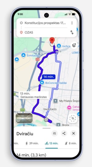 „Google Maps“ pristato naujas funkcijas dviratininkams Lietuvoje